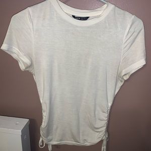 white shein scrunched top